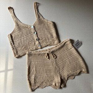 Soft Crochet Top & Shorts Lounge Set